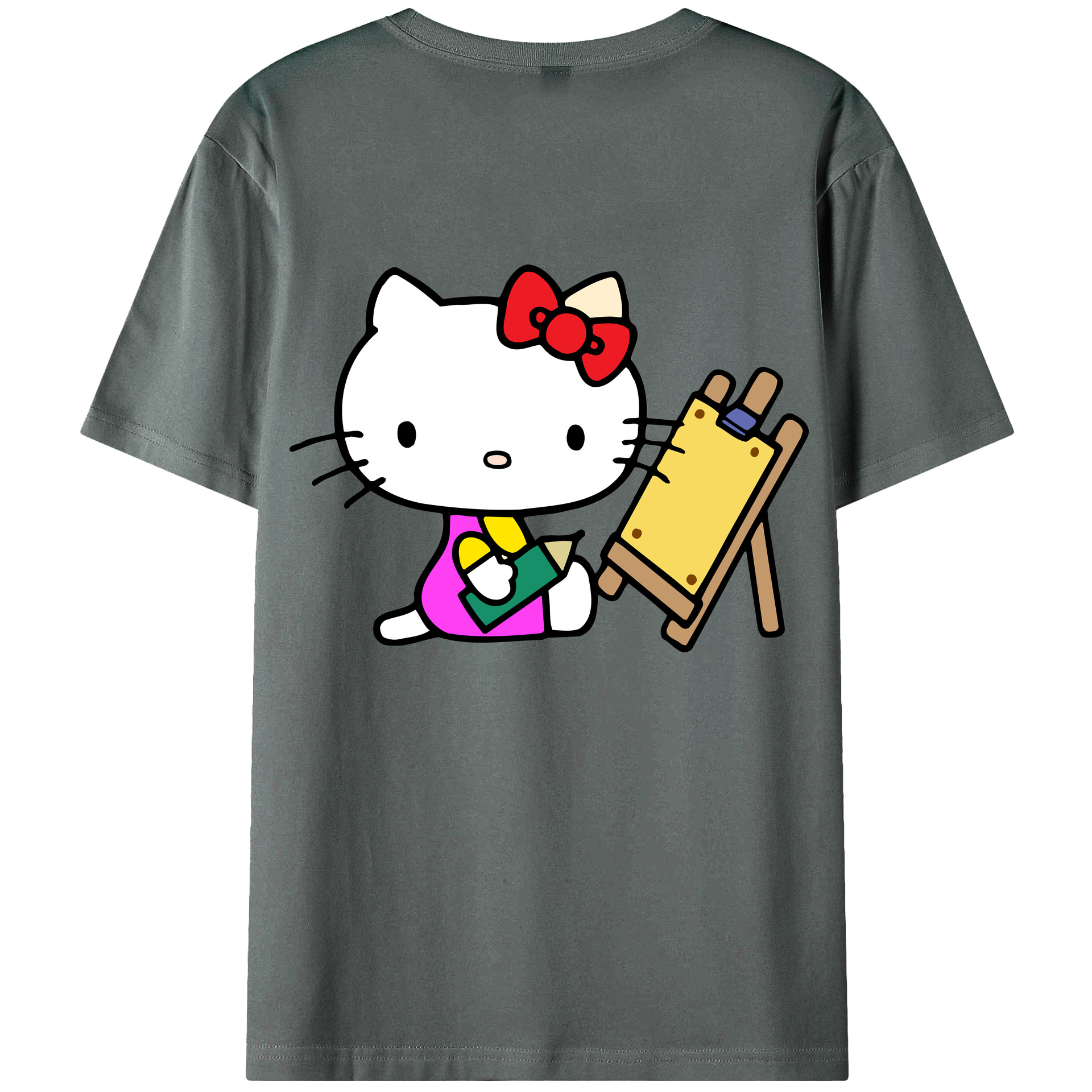 （画像用） Hello Kitty ハローキティ 綿100％ メンズ半袖Tシャツ（バックプリント） 通気性